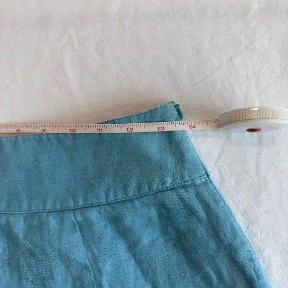 Boden Blue Linen Blend A-Line Skirt with Navy Bobble Trim - US‎ 4 R UK 8 - Picture 3 of 6